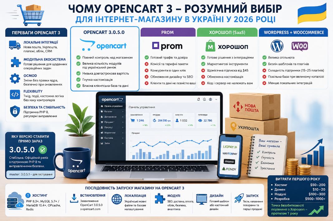 Постер про переваги OpenCart для українського бізнесу